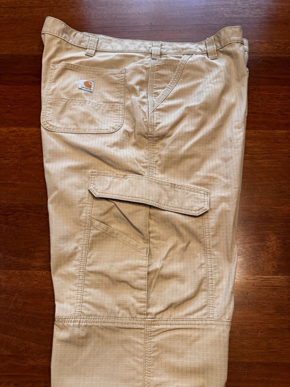 42 X 34 Carhartt Relaxed Fit Tiptop Cargo Work Pants Beige Tan